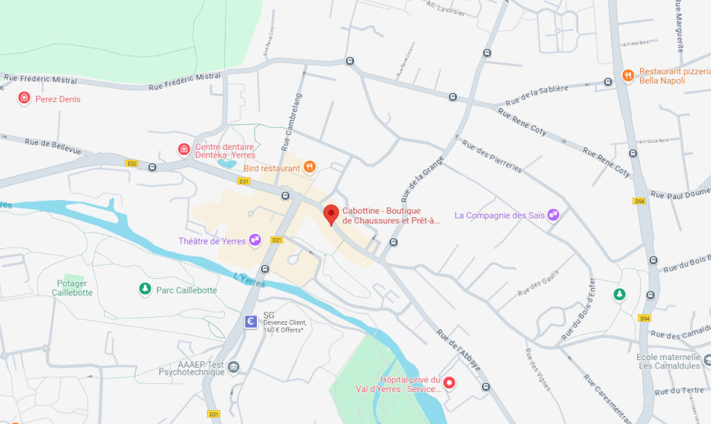 plan avec emplacement de la boutique cabottine à yerres