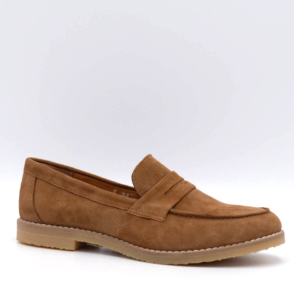 aliwell pariz mocassin cuir velours camel