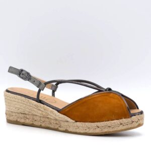 Espadrille Gaimo Calima cuir velours camel