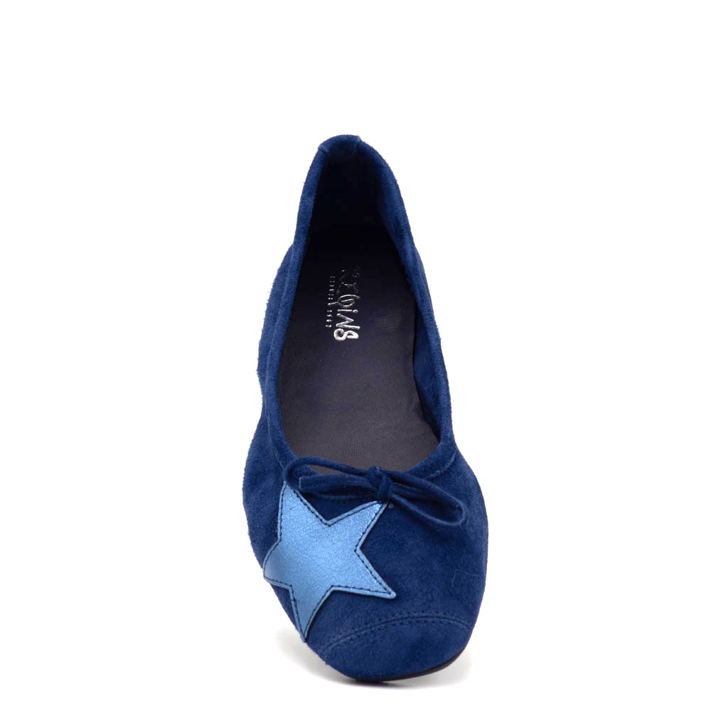 Ballerines hello Reqins peau velours océan