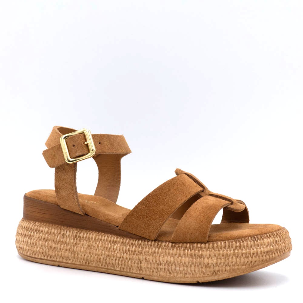 reqins yseult sandale cuir velours camel