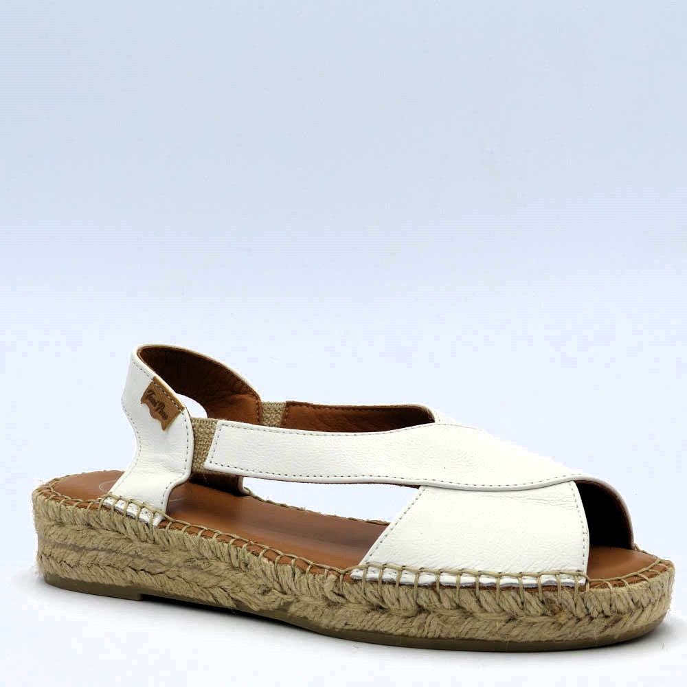 Espadrilles Toni Pons Elda en cuir blanc croisé devant