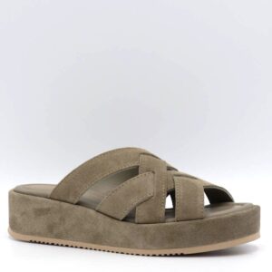 Mule en cuir velours kaki unisa katou