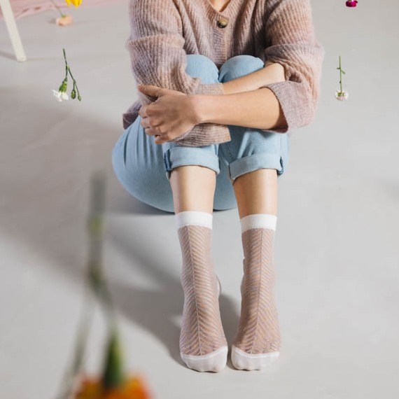 chaussette transparente sapin rose