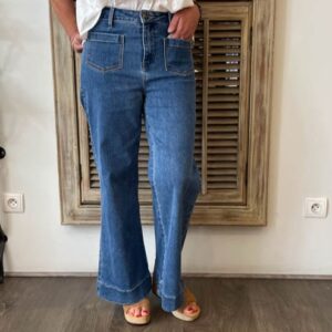 Jeans bleu poche plaquée oraije