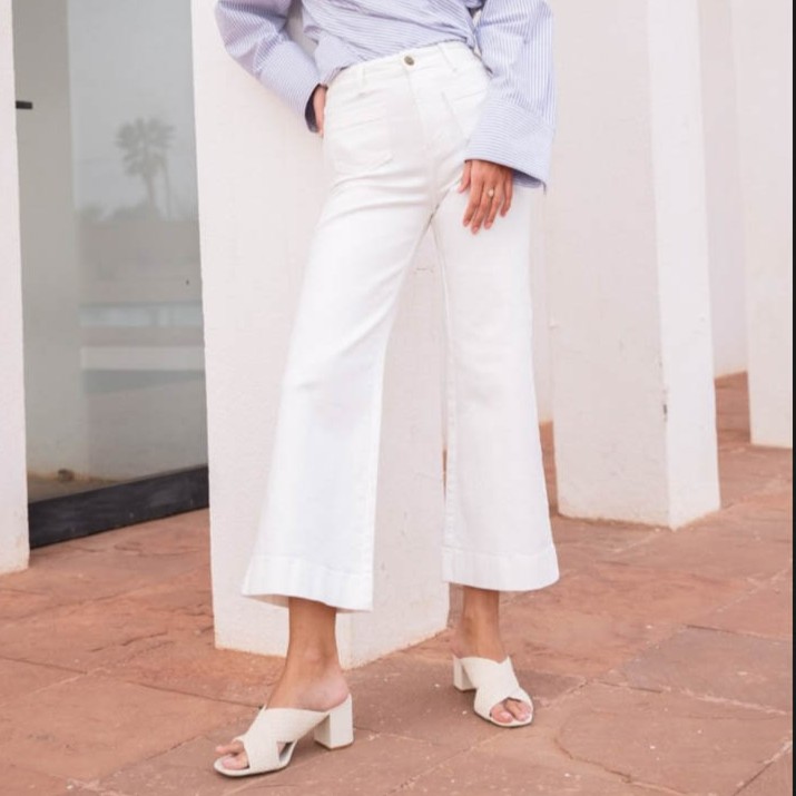 pantalon blanc poches plaquée